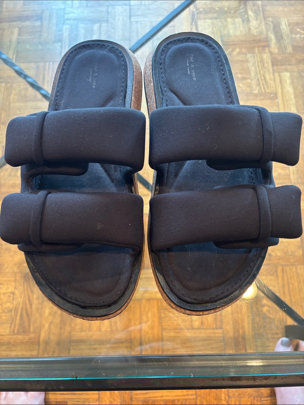 rag & bone Black Padded Strap Cork Platform Slide Sandals EU 37.5 US 7.5⁠